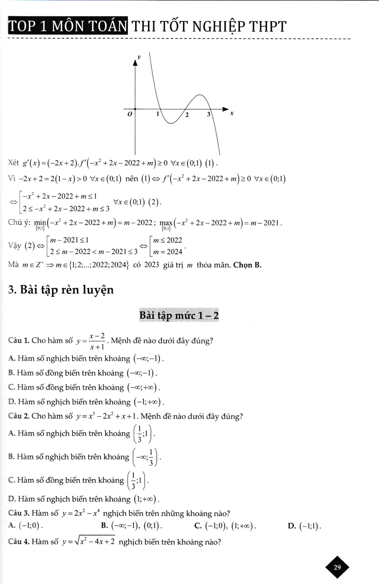 TOP 1 THPT HÀM SỐ VÀ ỨNG DỤNG CỦA ĐẠO HÀM_TCD