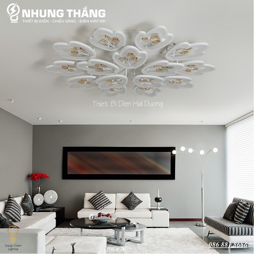 Đèn LED Ốp Trần Hình Hoa 15 Cánh NT024 - 3 Chế Độ Ánh Sáng - Tăng Giảm Ánh Sáng - Điều Khiển Từ Xa - Kết Nối Điện Thoại - Có Video