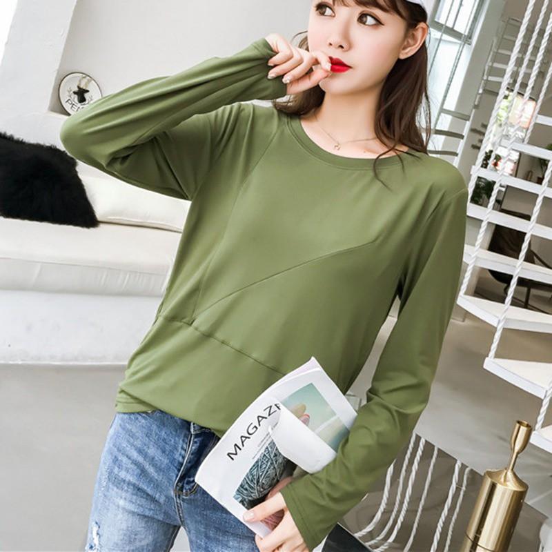 Áo thun nữ tay dài màu trơn