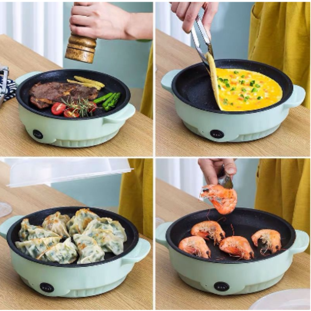 Chảo Nướng Điện Đa Năng Mini 26cm Chảo Nướng Chống Dính, Nướng Thịt BBQ Hàn Quốc Nhanh Chóng