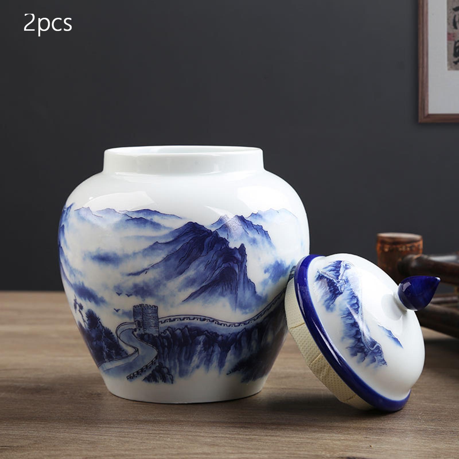 Ancient Chinese Style Ceramic Ginger Jar Storage Jar Can Flower Vase Glazed