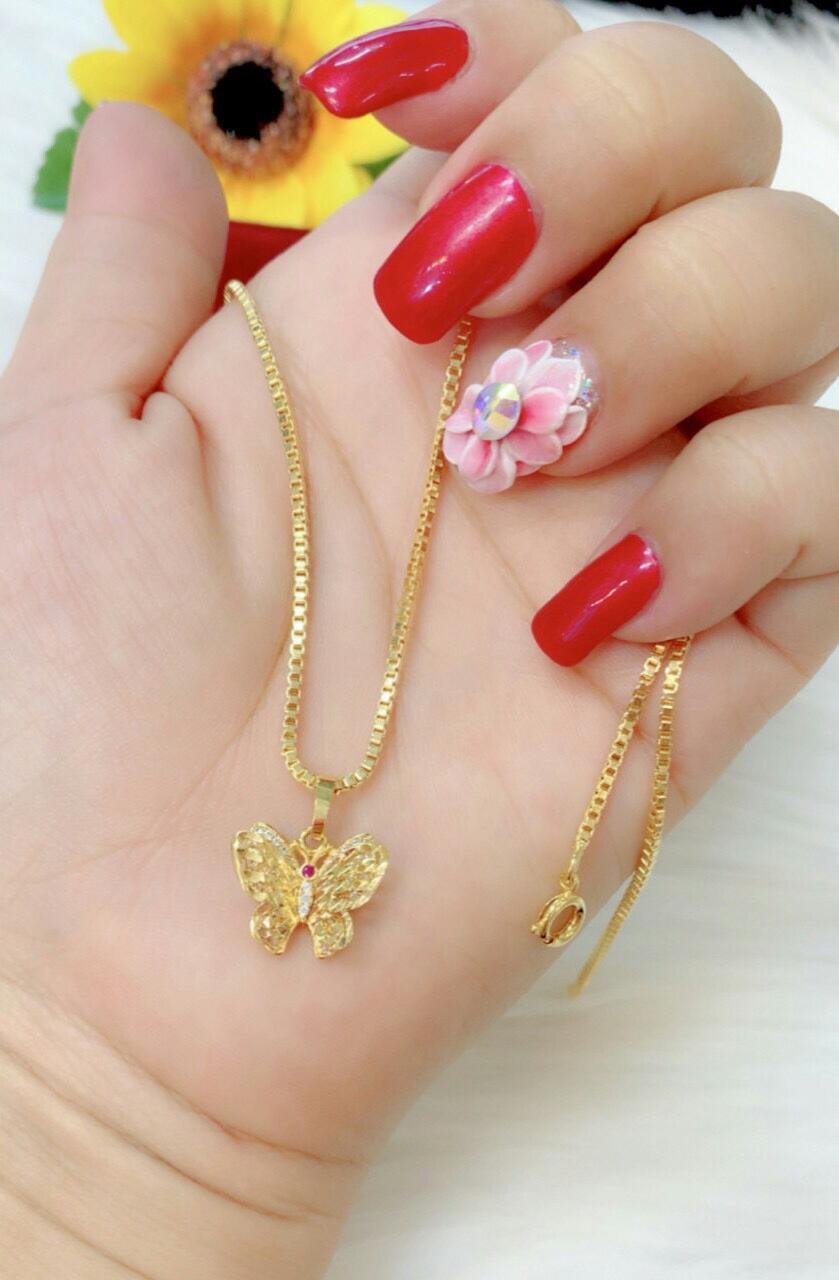 Dây chuyền nữ mặt bướm xi dát vàng 18k cao cấp EKH593