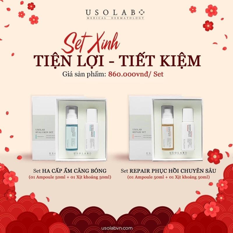 Set Usolab Phục Hồi Chuyên Sâu & Cấp Ẩm Căng Bóng Gồm 1 Serum 50ml & 1 Toner Xịt Khoáng 50ml