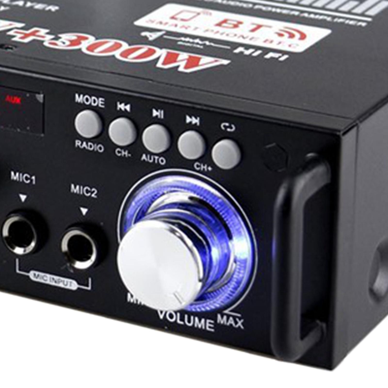 Mini 600W Bluetooth Car Audio Power Amplifier 12V 110V Receiver Speaker Amp