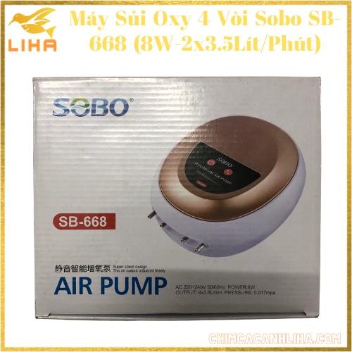 Máy Sủi Oxy 4 Vòi Siêu Êm Sobo SB-668 - Máy Oxy Không Ồn Cho Hồ Cá