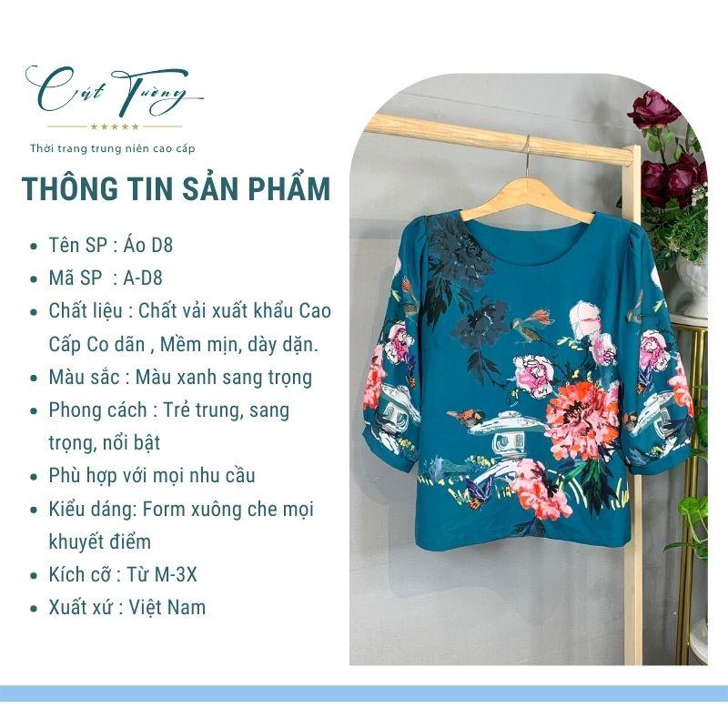 Áo trung niên nữ sang trọng, thanh lịch tặng mẹ tặng bà - Thời trang Cát Tường - Áo hoa đẹp