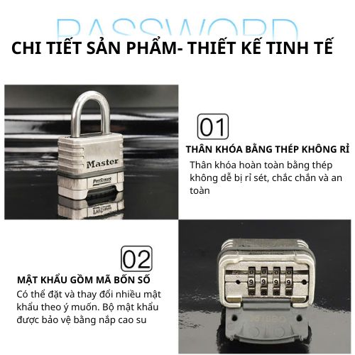 Khóa Inox Chống Gỉ Master Lock 1174 D, Mở khóa bằng cách quay số, không sử dụng chìa.