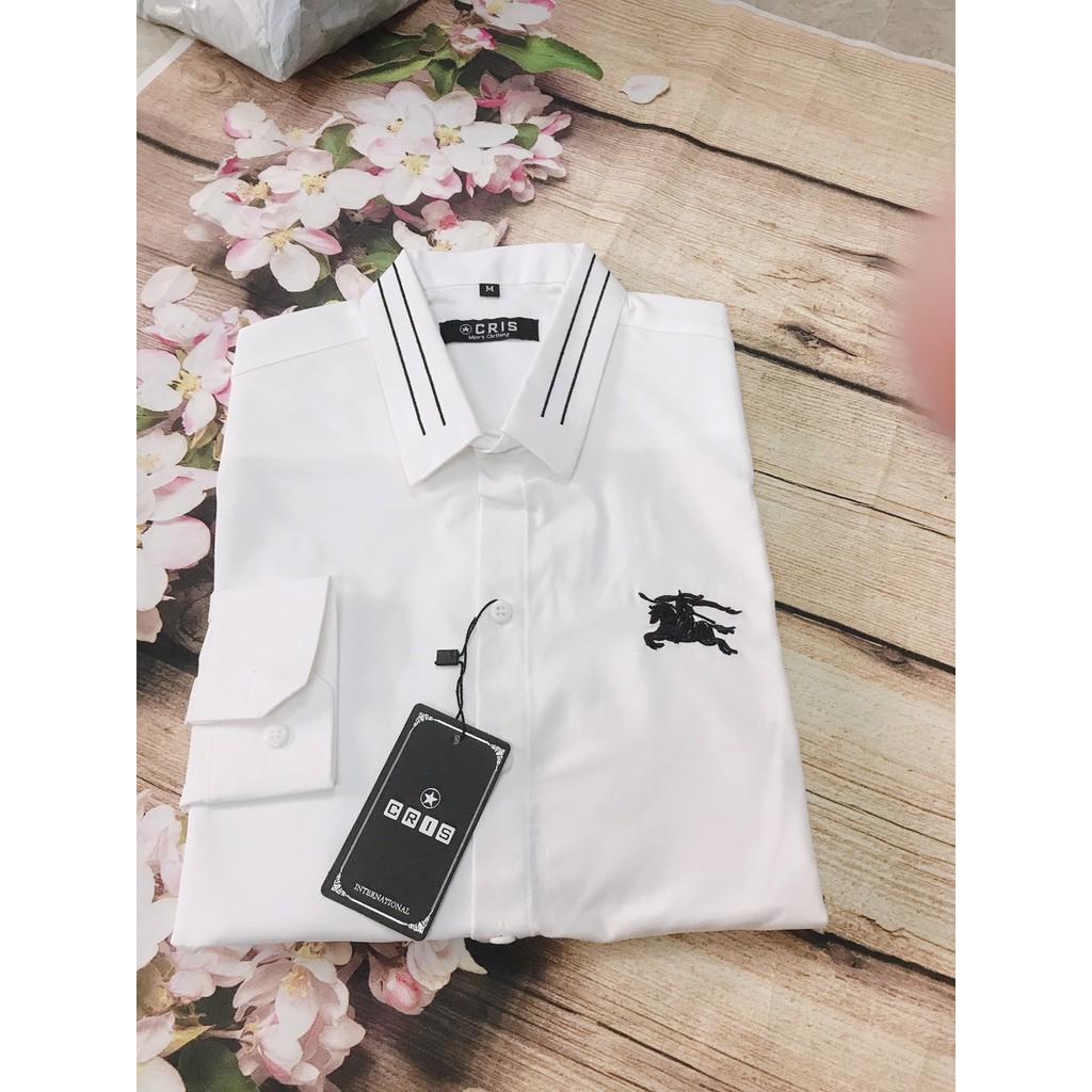 Áo Sơ Mi Nam Thêu Họa Tiết 2 Màu Trắng Đen - Aru Shop