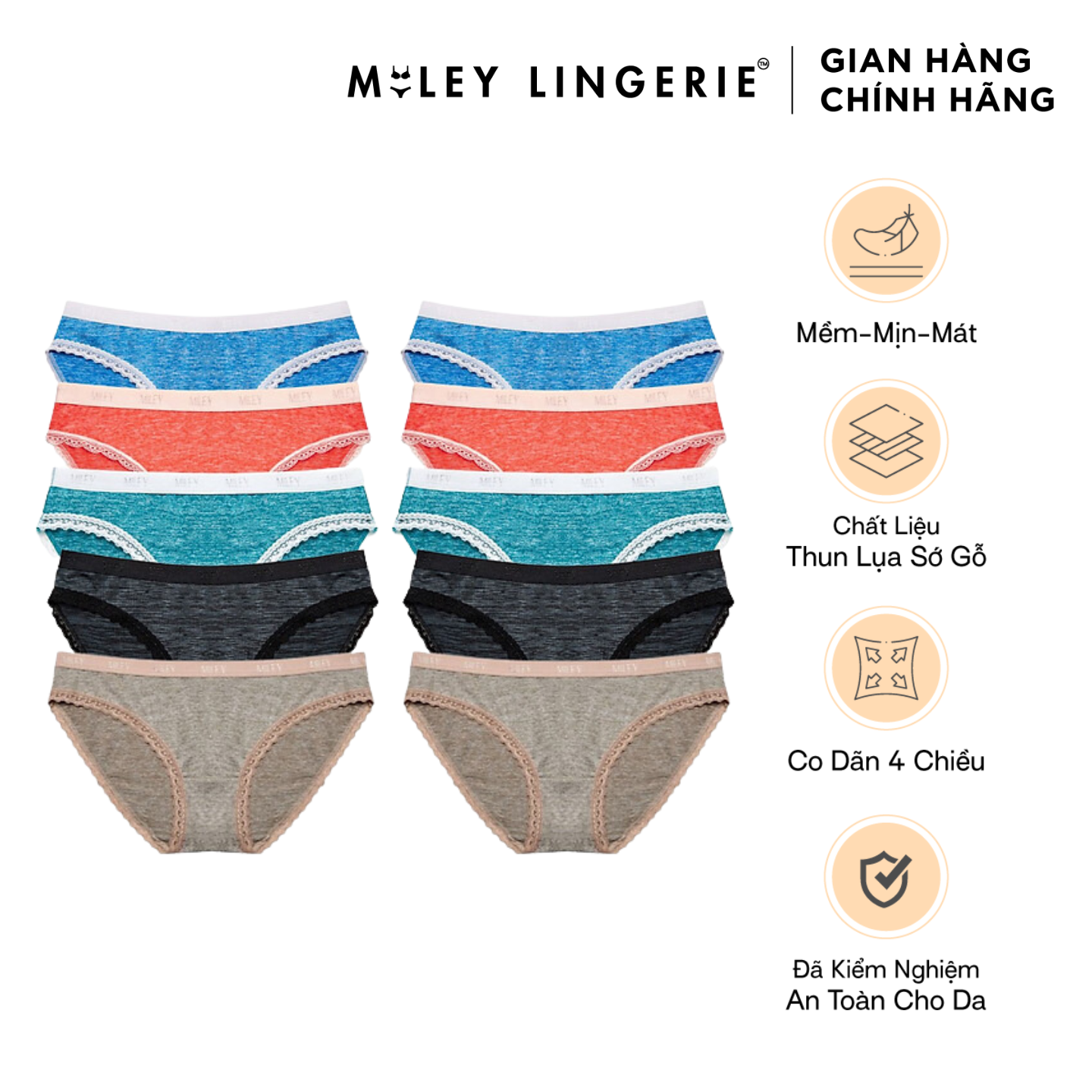 Combo 10 Quần Lót Cho Nữ Chất Liệu Sớ Gỗ Mềm Mại Viền Ren - FWS