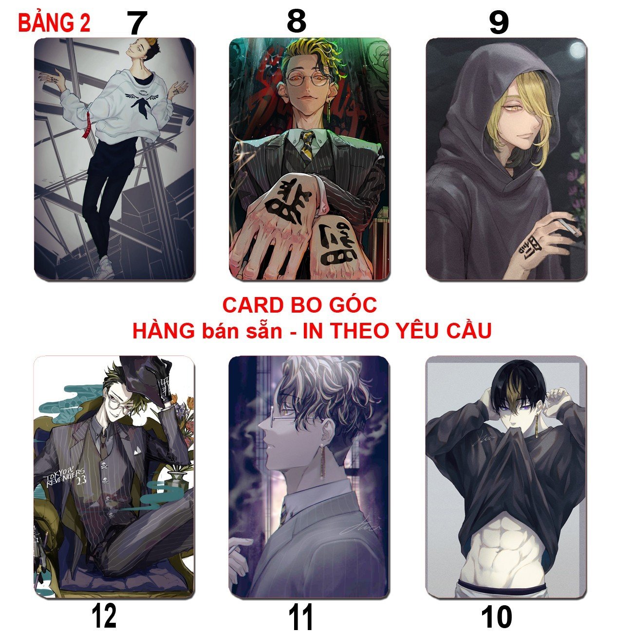 Card Hanma Shuji Tokyo revenger 6 ảnh khác nhau/ Thẻ card Hanma Shuji kịch trường của takemichi tokyo Revengers