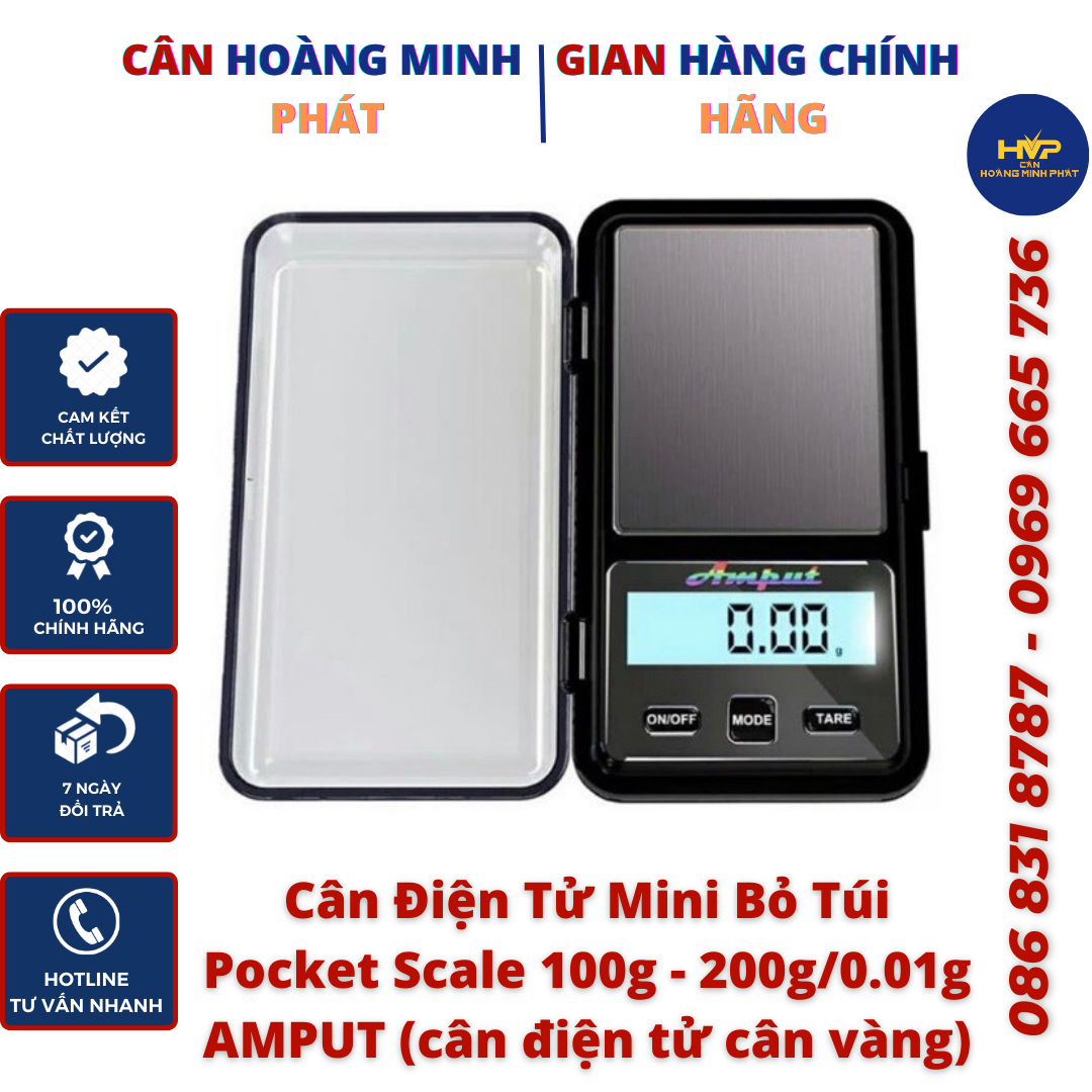 Cân Điện Tử Mini Bỏ Túi Pocket Scale 100g-200g/0.01g AMPUT
