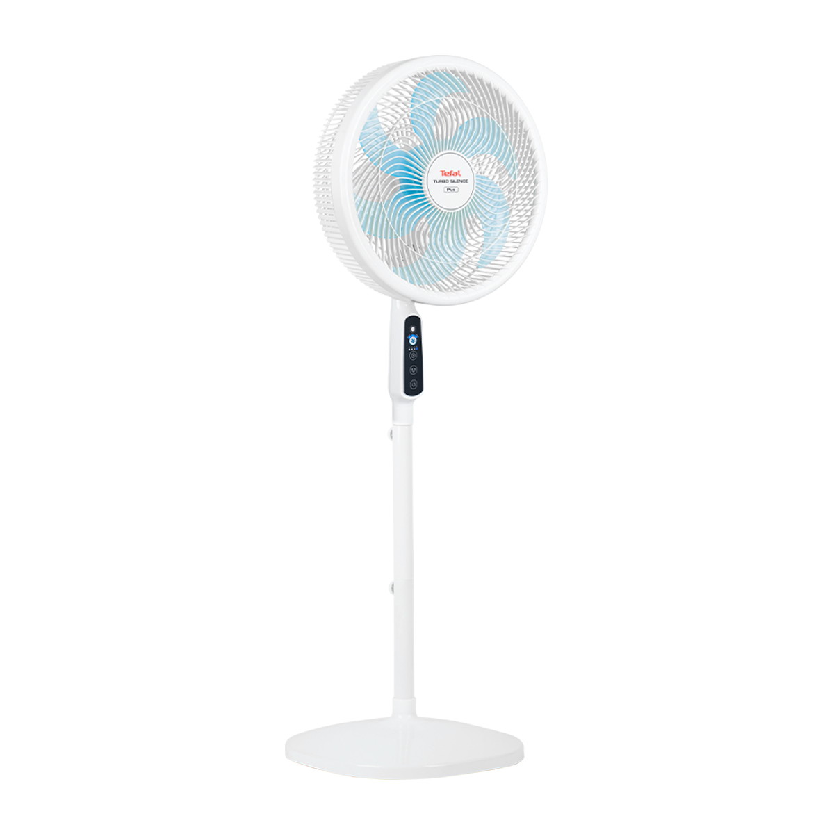 Quạt đứng có điều khiển từ xa Tefal Turbo Silence Plus VH689990 màu trắng cánh xanh - Hàng chính hãng