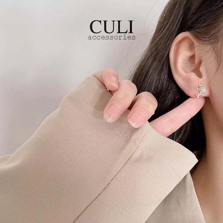 Khuyên tai mạ bạc S925 hình tuần lộc đính đá xinh xắn HT628 - Culi accessories