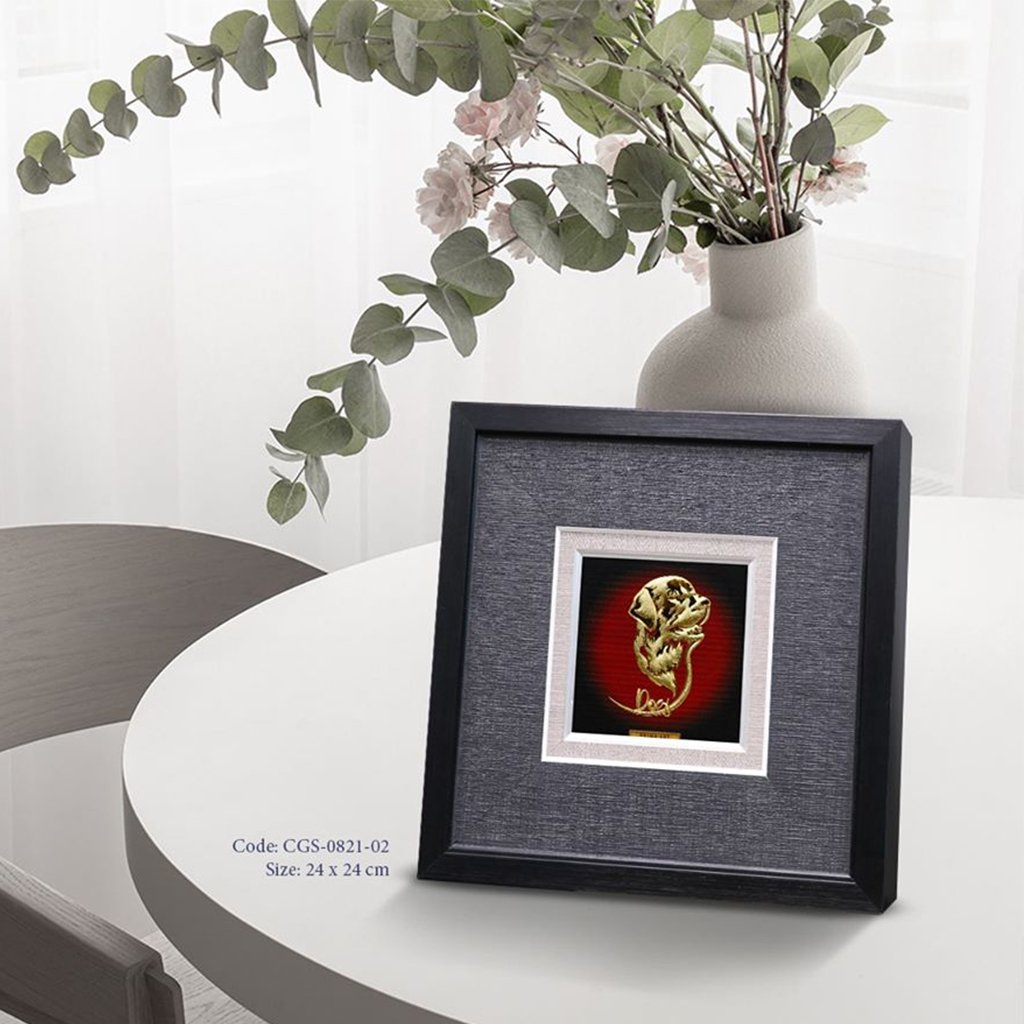 Tranh Vàng 24K PRIMA ART - Tranh Linh Vật Tuổi Tuất - Kích thước 24 x 24 cm - CGS-0821-02
