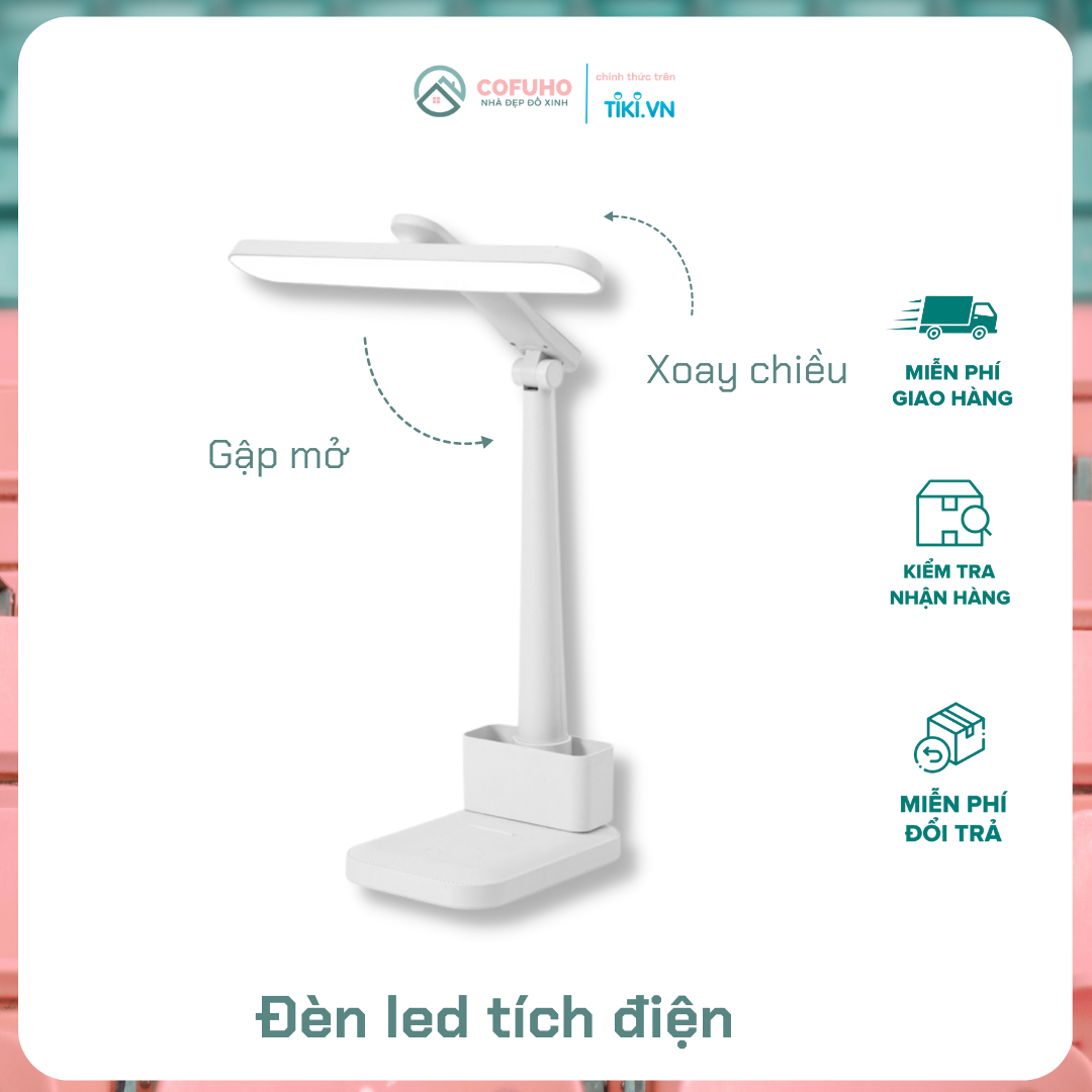 Đèn Học Để Bàn Tích Điện Gấp Gọn PH2281, Đèn Led, Đèn Học Chống Cận Gập Mở Xoay Chiều Phù Hợp Mọi Độ Tuổi