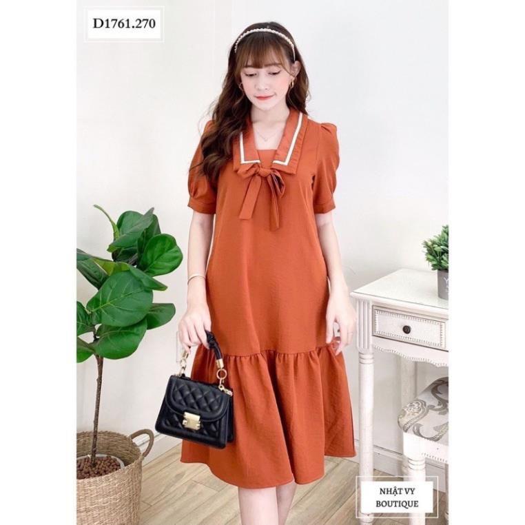 Váy bầu công sở thiết kế dáng suông chất lụa hàn châu freesize tới 70kg