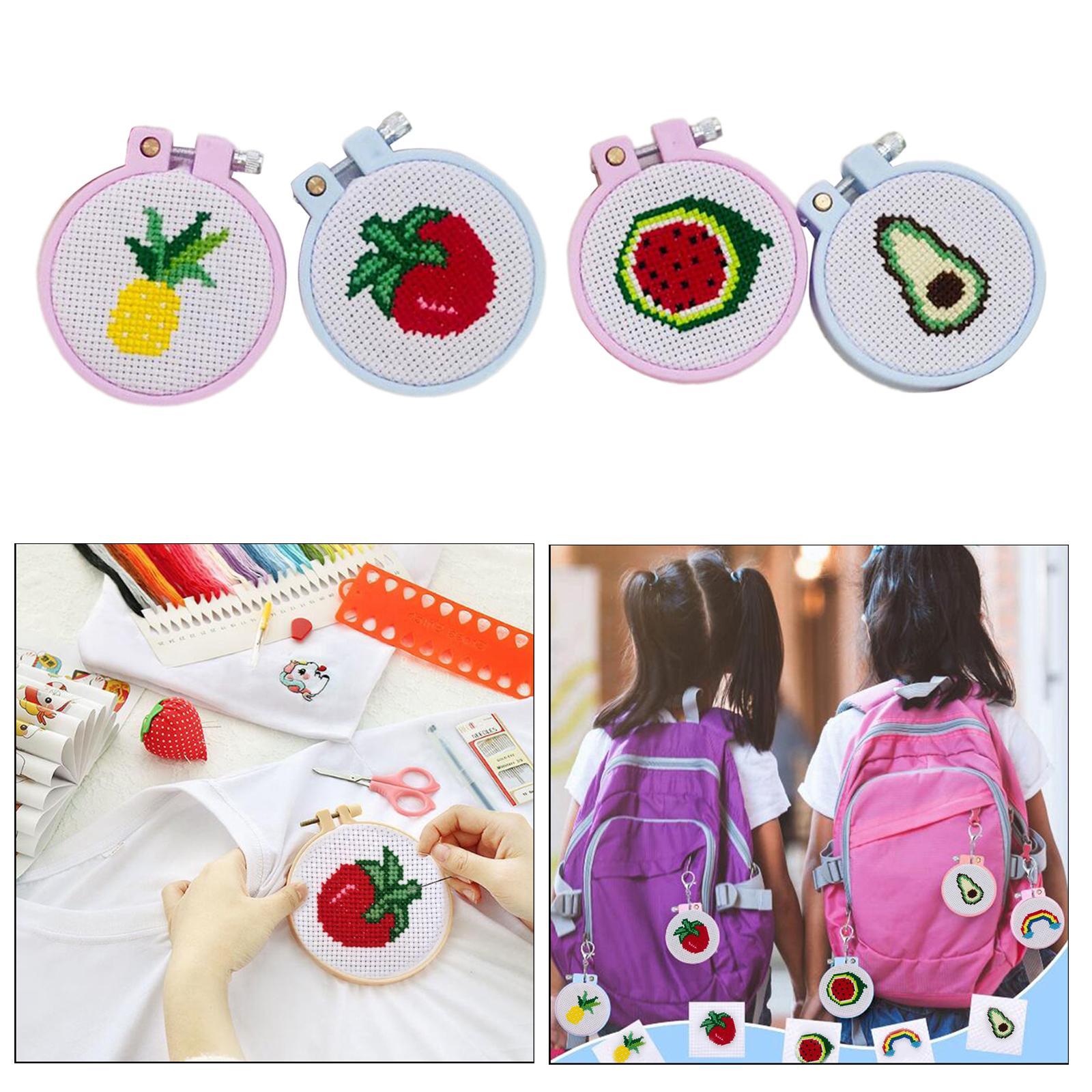 DIY Counted Cross Stitch Beginner Kit Starter Fruit Pattern Sewing Set 4pcs
