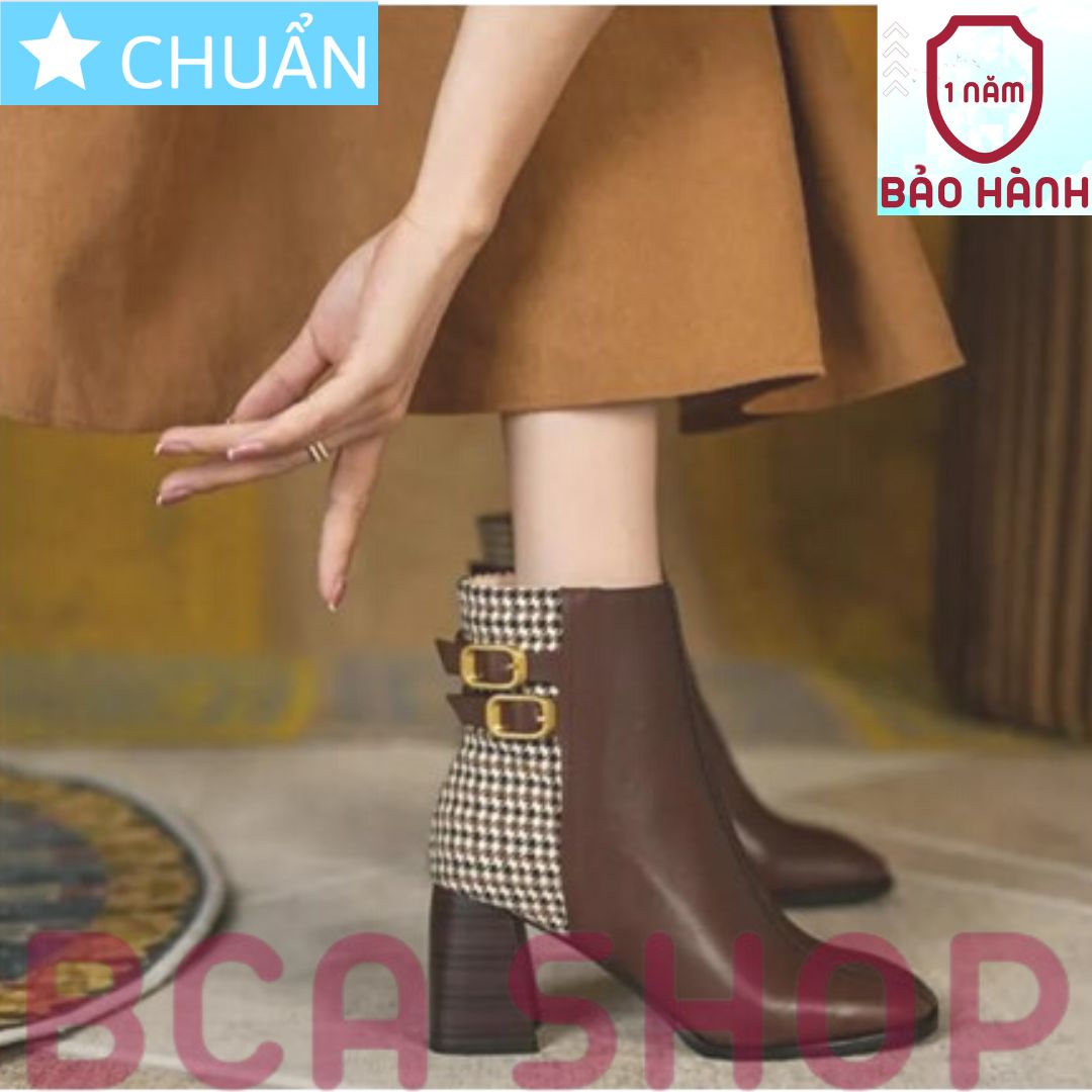 Bốt nữ cổ thấp 7p RO433 ROSATA tại BCASHOP phần sau phối caro cách điệu, thời trang và đẳng cấp - màu nâu bò