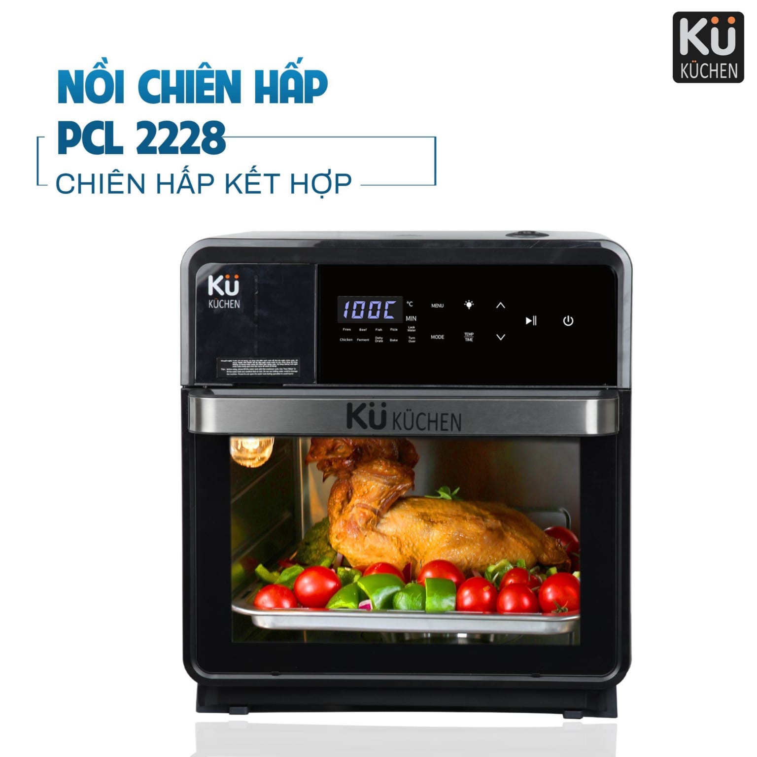 Combo Máy ép chậm KUCHEN KU 1206 + Nồi chiên không dầu kết hợp hấp Kuchen PCL 2228 - Hàng chính hãng