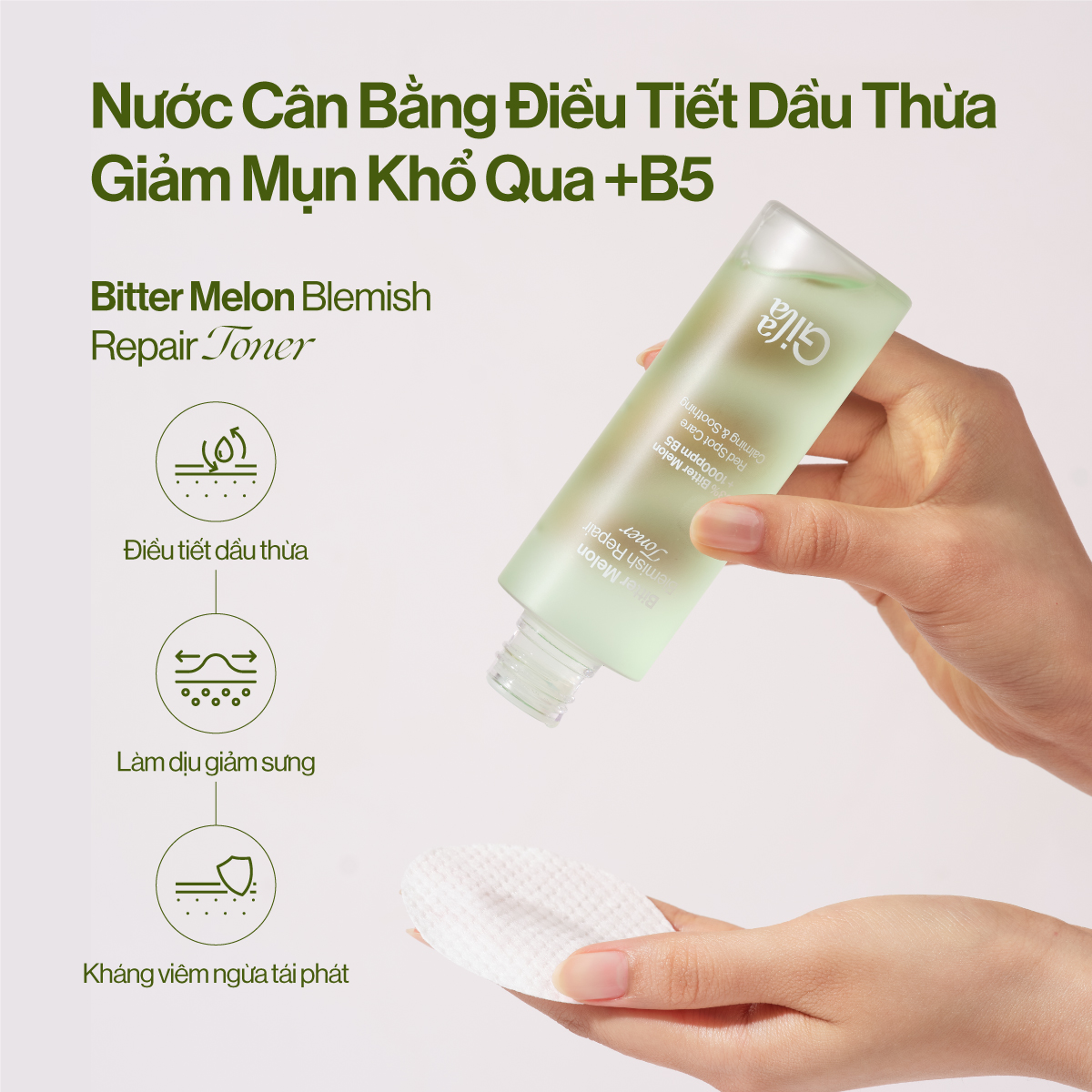 Nước Cân Bằng Khổ Qua + B5 Gilaa Blemish Repair giúp Điều Tiết Dầu Thừa Giảm Mụn140ml