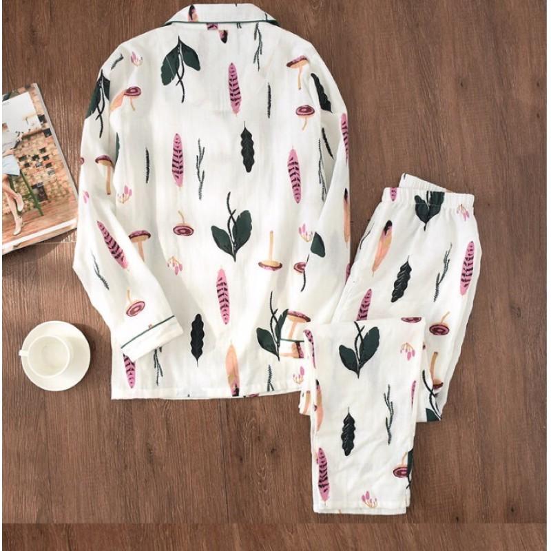 Pijama sau sinh, Đồ Bộ Bầu Cho Con Bú Azuno AZ2152 Chất Liệu Xô Nhật Mặc Hè Nhẹ Mát