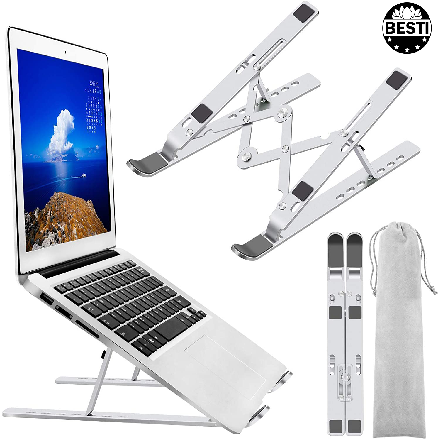 Giá Đỡ Laptop Nhôm Có Thể Gấp Gọn, Giúp Tản Nhiệt Laptop, Macbook, Máy Tính Xách Tay, Có Thể Điều Chỉnh Nhiều Mức Độ, Chất Liệu Hợp Kim Nhôm Cao Cấp - Hàng Chính Hãng Besti