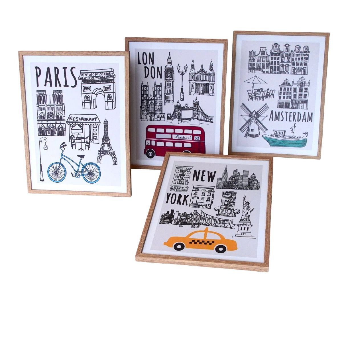 Bộ 4 Tranh Treo Tường Có Khung Đa Dạng Mẫu Mã - Tranh Canvas Trang Trí WORLDY |Index Living Mall - Nội thất Thái Lan|
