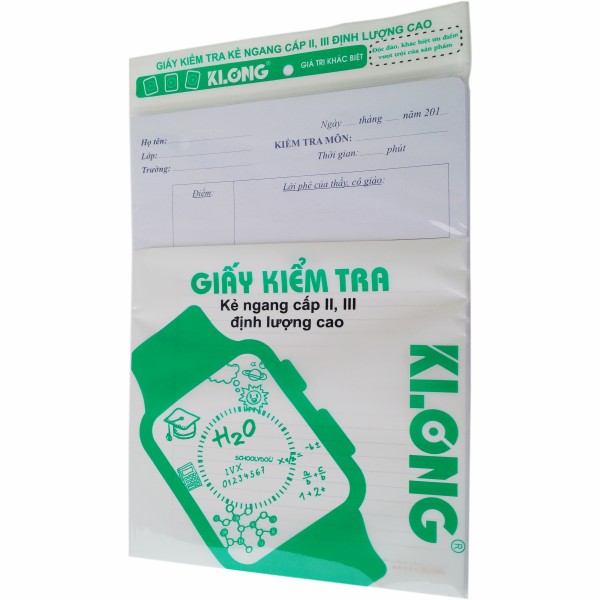 Hình ảnh Giấy kiểm tra KLONG Cấp II 80/92 B5- 25 kép/tập; MS: 277