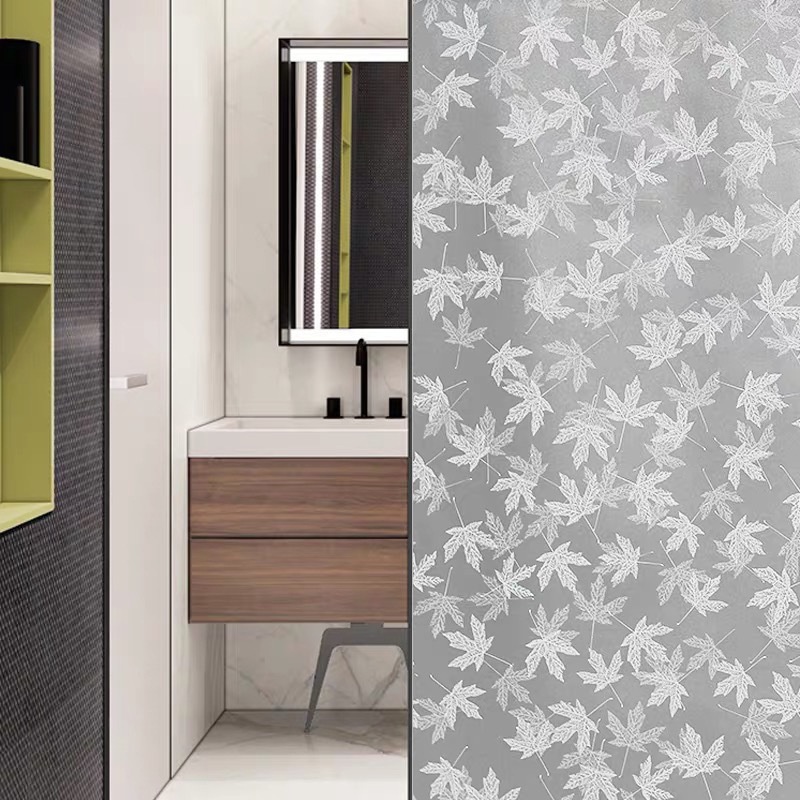 Combo 5m Decal Giấy Dán Kính LÁ PHONG TRẮNG Khổ 45cm Có Sẵn Keo Tiện Lợi