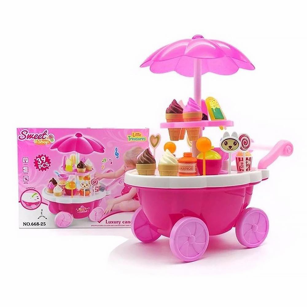 Bộ đồ chơi lắp ráp, xếp hình xe đẩy bán kem