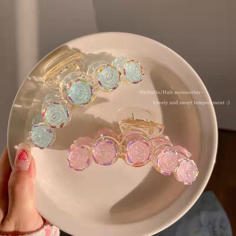 Kẹp gấp trong suốt đính hoa hồng ngọt ngào - Nunam shop