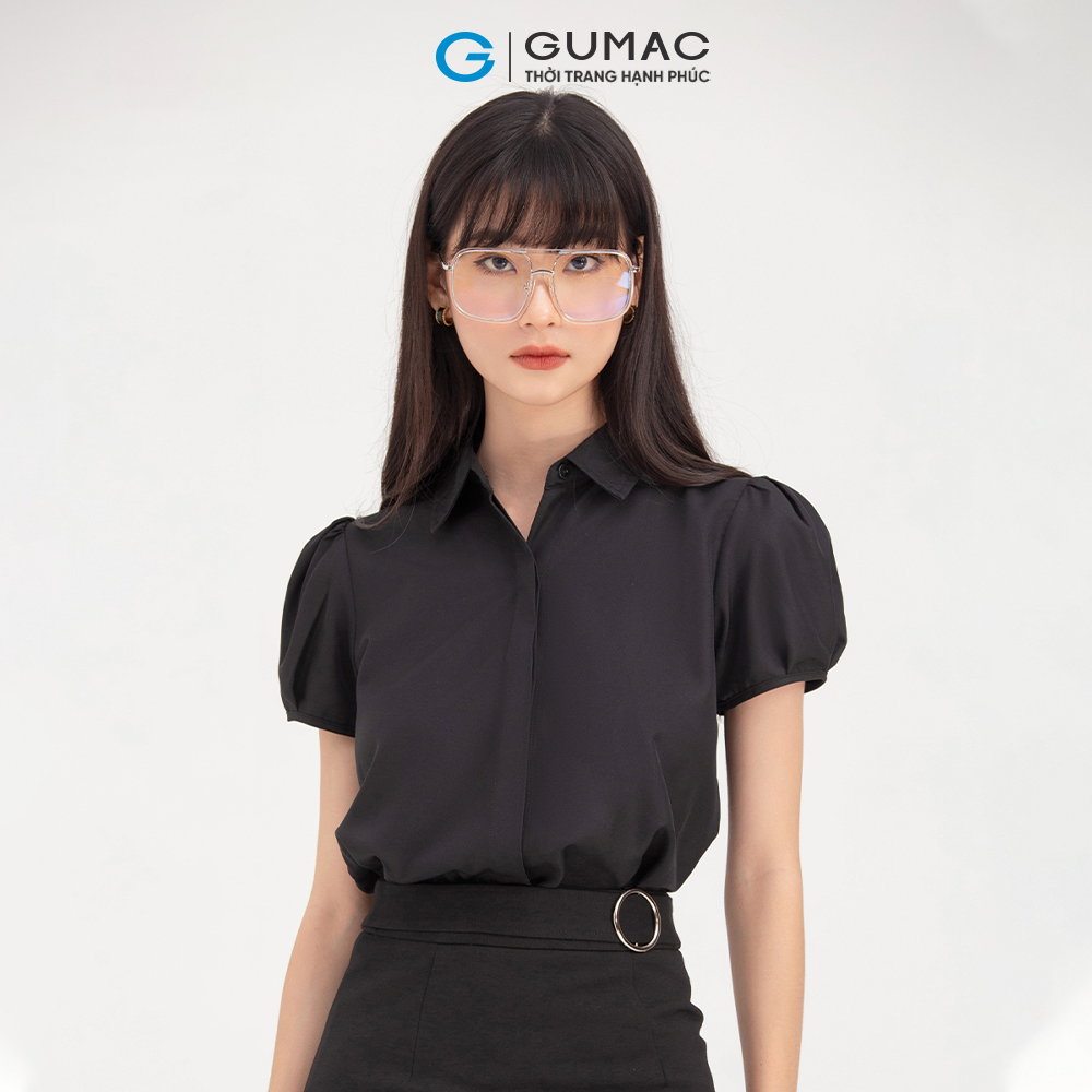 Áo sơ mi nữ GUMAC AA610 tay ngắn phồng công sở