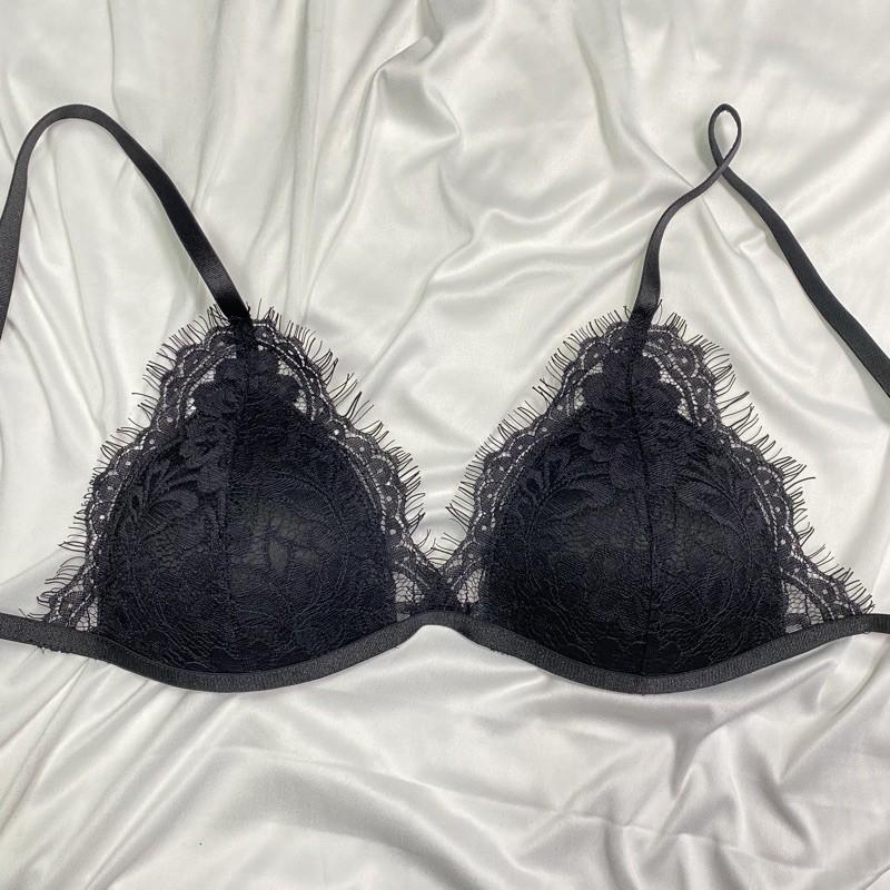 Áo bra ren không gọng mút mỏng lông mi đen sexy BLACK PREMIUM thương hiệu Mebra MA011