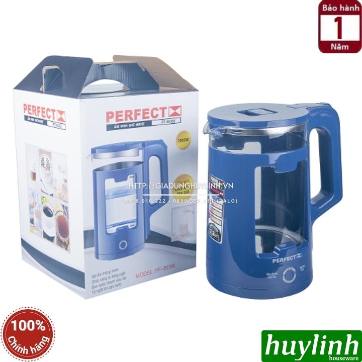 Bình đun nước siêu tốc thuỷ tinh Perfect PF-BD68 - Dung tích 2.3 lít - Hàng chính hãng