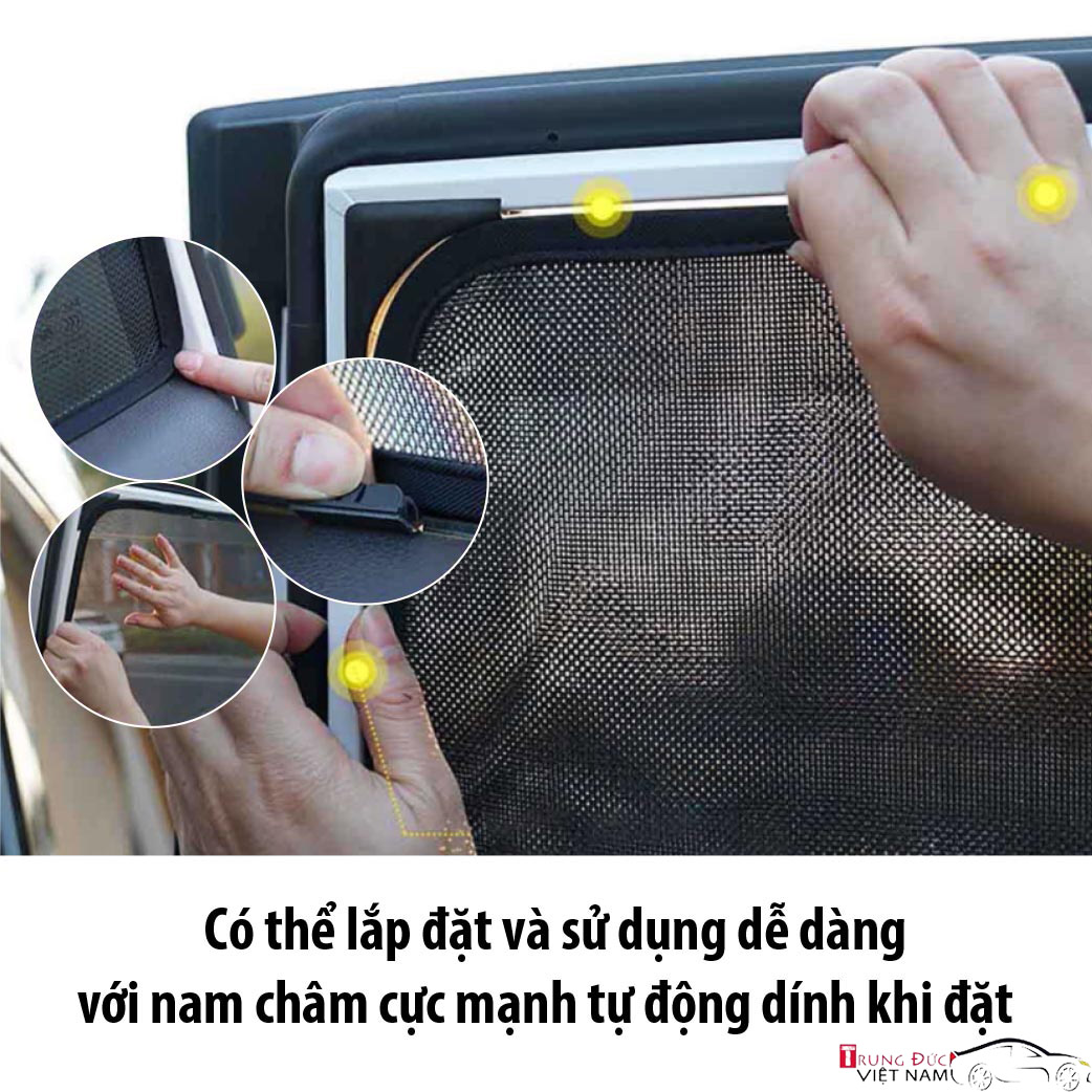 Bộ rèm che nắng ô tô nam châm theo xe VINFAST LUX A - Hàng Chính Hãng TDVN - Quà tặng cây thông thơm treo xe