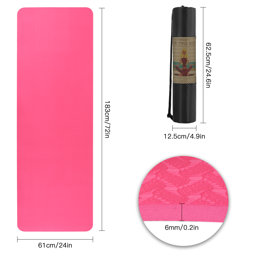 Thảm tập Yoga di động 72,05 × 24,01in, chất liệu TPE dày chống trượt kèm dây đeo và túi