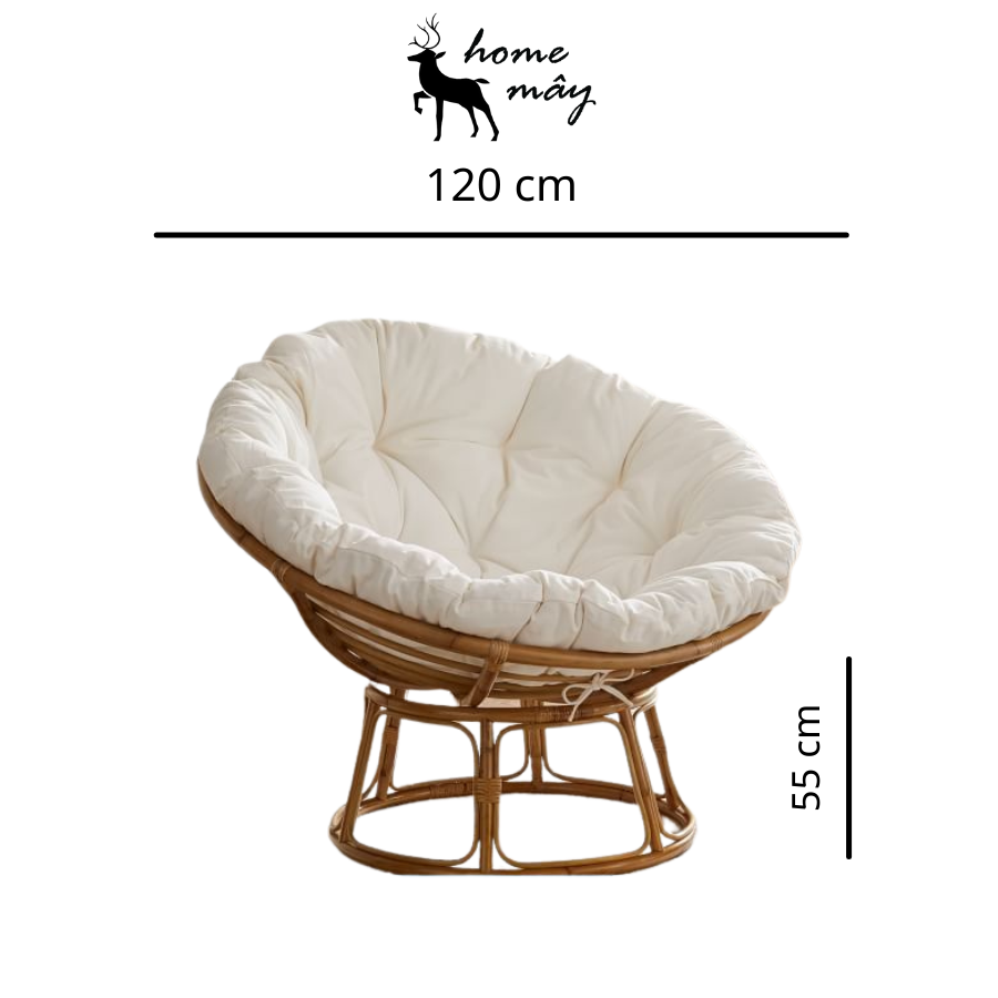 Ghế mây PAPASAN 1 mét 2 thư giãn đọc sách decor quán cafe