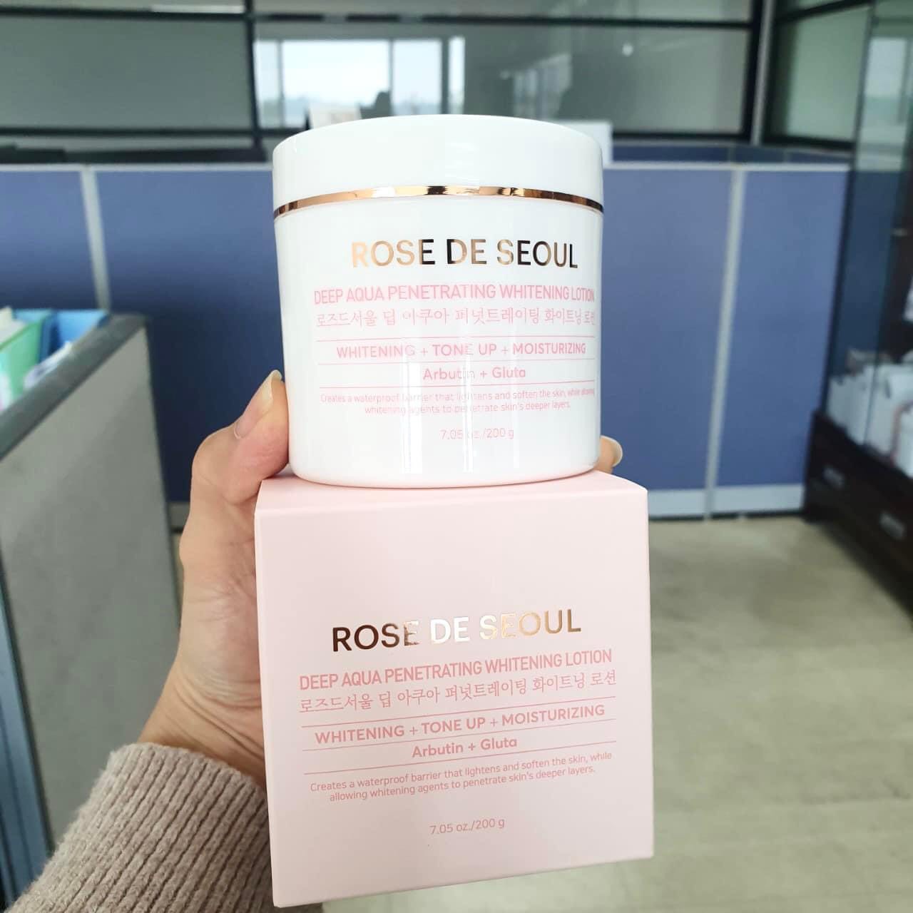 Kem body Rose De Seoul 200g date 2025 Dưỡng Ẩm, Dưỡng Trắng, Không nhờn dính, Không lộ vân