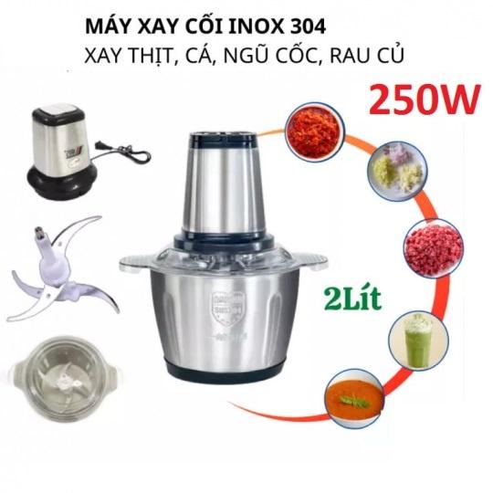 Máy Xay Thịt Cối Inox 4 Lưỡi Đa Năng, xay thịt, xay tỏi ới, xay rau củ quả