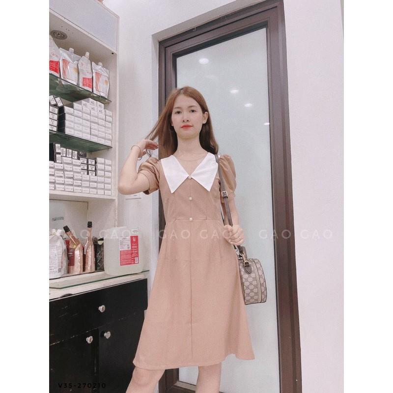 V35 váy nâu be cúc ngọc cho con bú