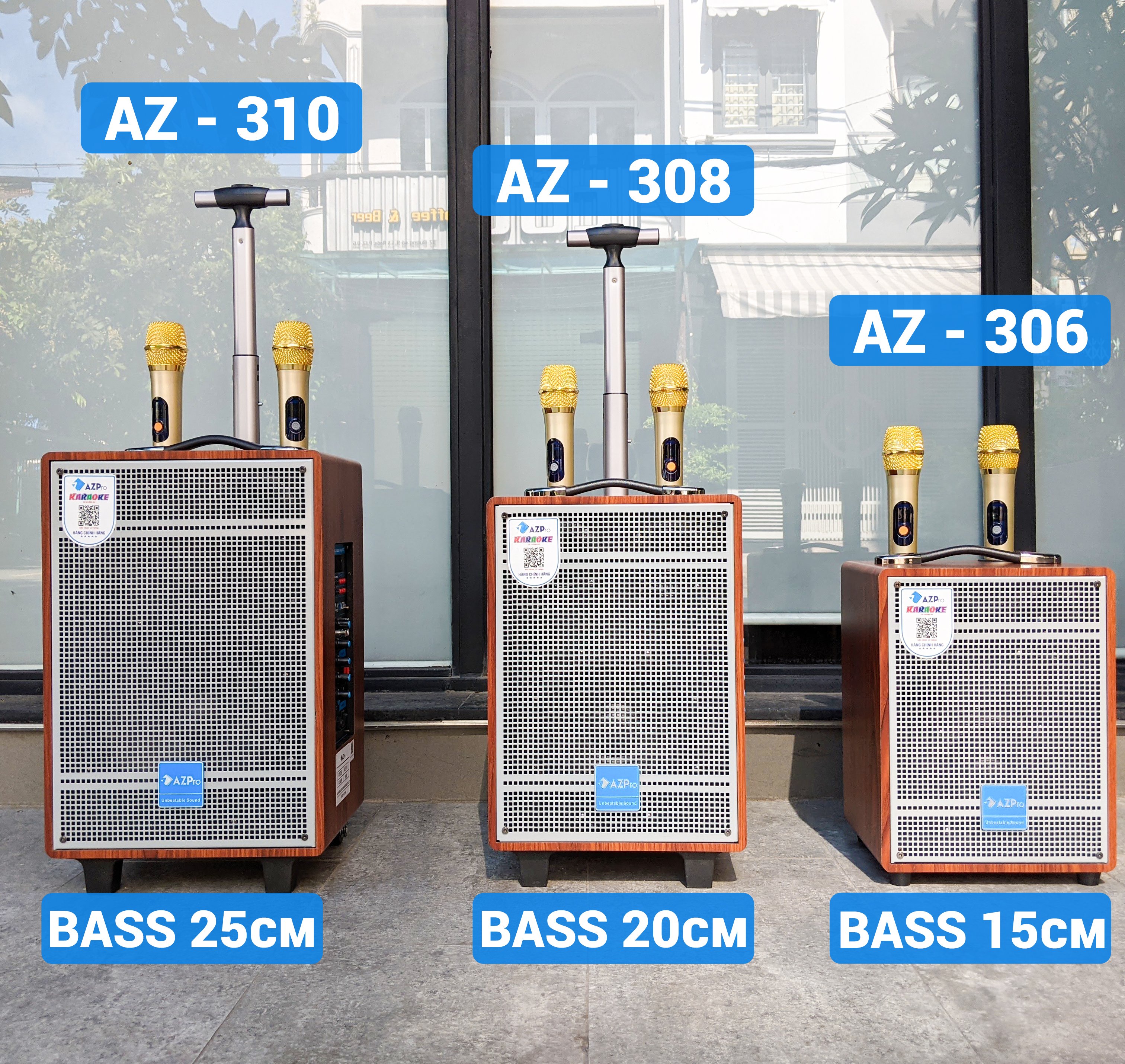 Loa kéo AZPro AZ 308 - Loa kéo di động 3 đường tiếng bass 2 tấc - Tặng kèm 2 micro không dây - Công suất lên đến 650W - Có remote, đầy đủ kết nối Bluetooth, AV, USB, SD card - Cổng 6.5 cắm micro ngoài - Âm thanh cực chuẩn - Hàng nhập khẩu