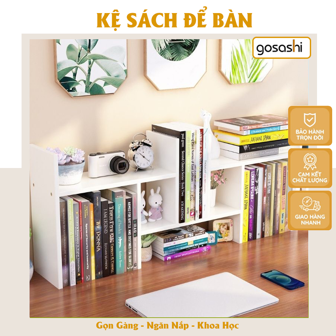 Kệ Sách Để Bàn Gỗ MDF Nhỏ Gọn, Thiết Kế Đơn Giản, Dễ Lắp Ghép, Tuỳ Biến Kiểu Dáng Đa Dạng Thương Hiệu Gosashi-KSDB9THANH