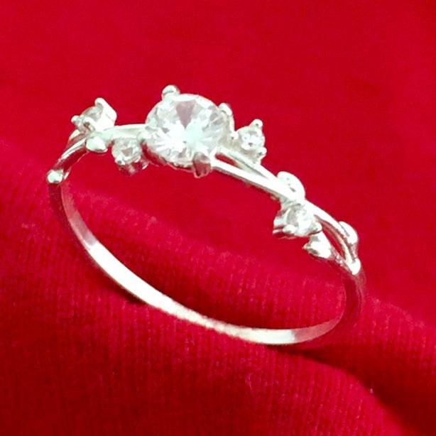 Nhẫn nữ bạc cá tính bản nhỏ ổ cao gắn đá kim cương nhân tạo 6ly phong cách styl trang sức Bạc Quang Thản – QTNU68