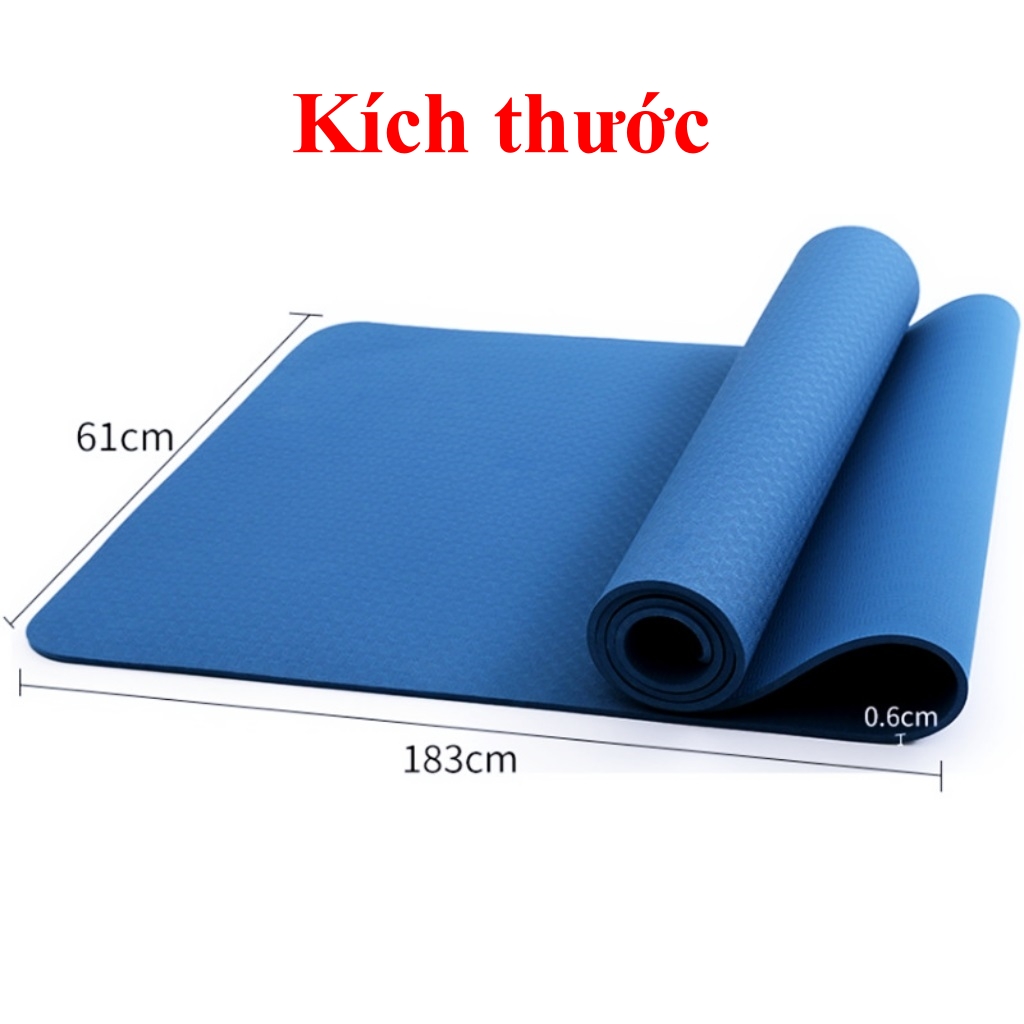 Thảm yoga chống trượt tpe 2 lớp cao cấp 6mm tập thể dục tại nhà