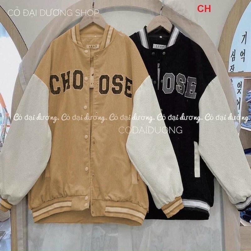 Áo khoác bomber kaki nhung gân thêu unisex ulzzang nam nữ AK702