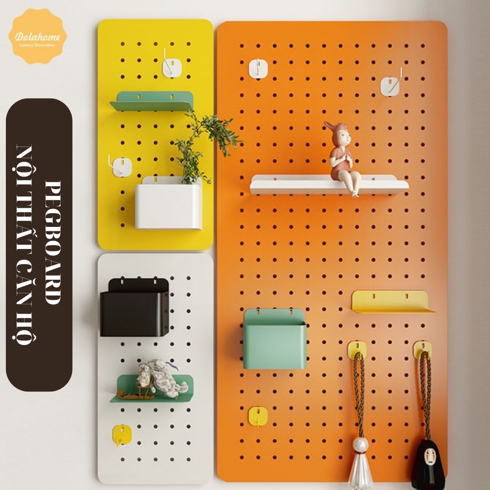 Bảng lỗ Pegboard Dola Home kim loại cao cấp tiện dụng trang trí phòng khách phòng ngủ phòng làm việc bảo hành 12 tháng