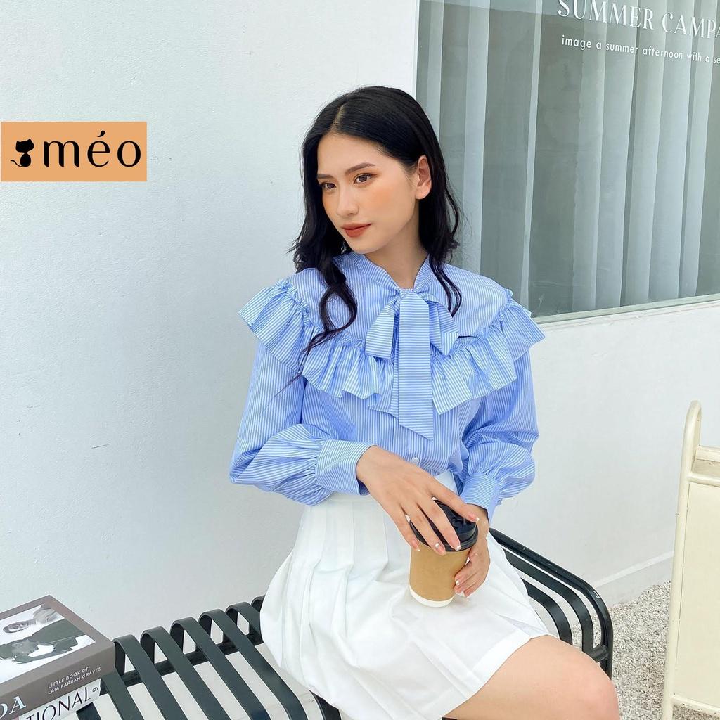 Áo sơ mi công sở nữ Méo shop dài tay tiểu thư cách điệu phong cách Hàn Quốc Bow Blouse