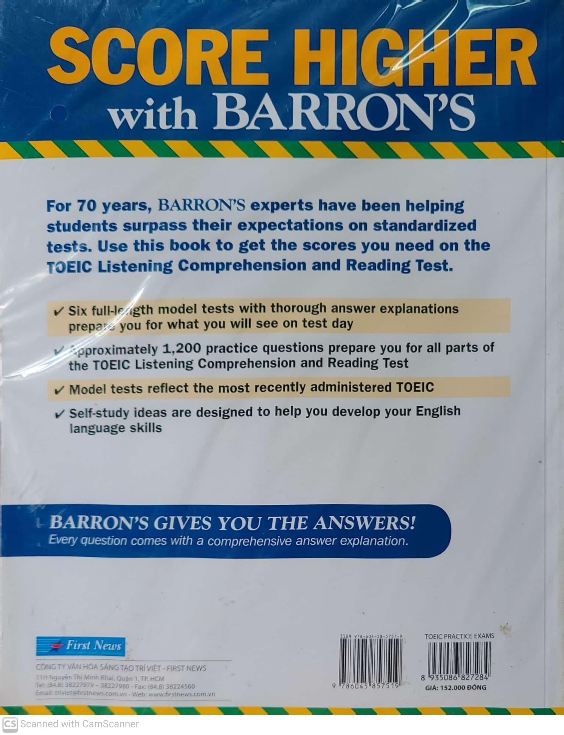 Barron's Toeic Practice Exams (Không Kèm CD)