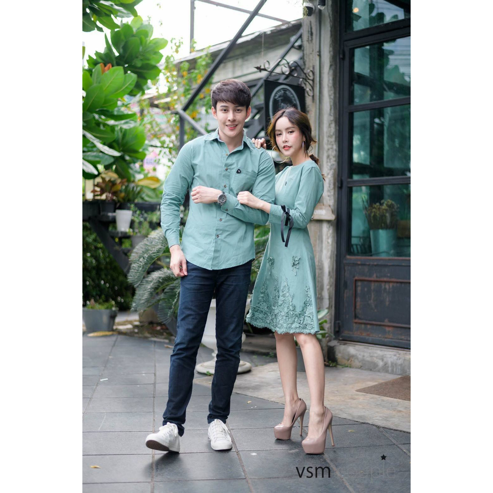 Set đồ đôi áo váy cặp CoupleTina cao cấp - Xanh Cyan Thời Thượng - Sang trọng Đi tiệc - Mẫu đặc biệt
