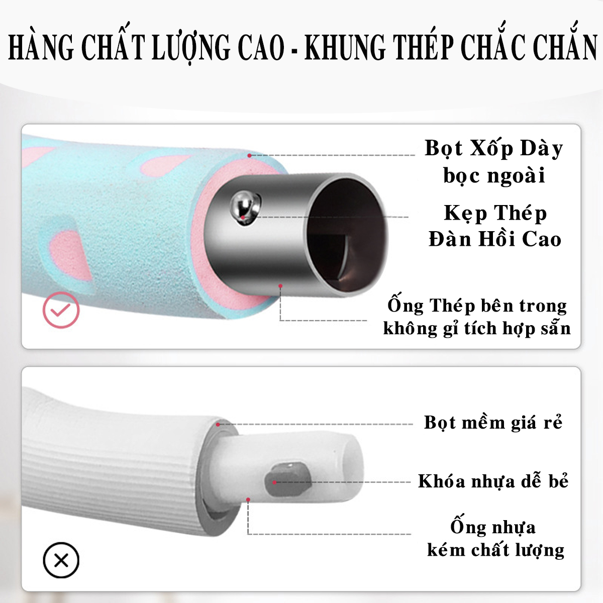 Vòng Lắc Eo Ống Thép Bọc Mút Xốp Lắp Ghép Cao Cấp Chính Hãng dododios - Màu Tím